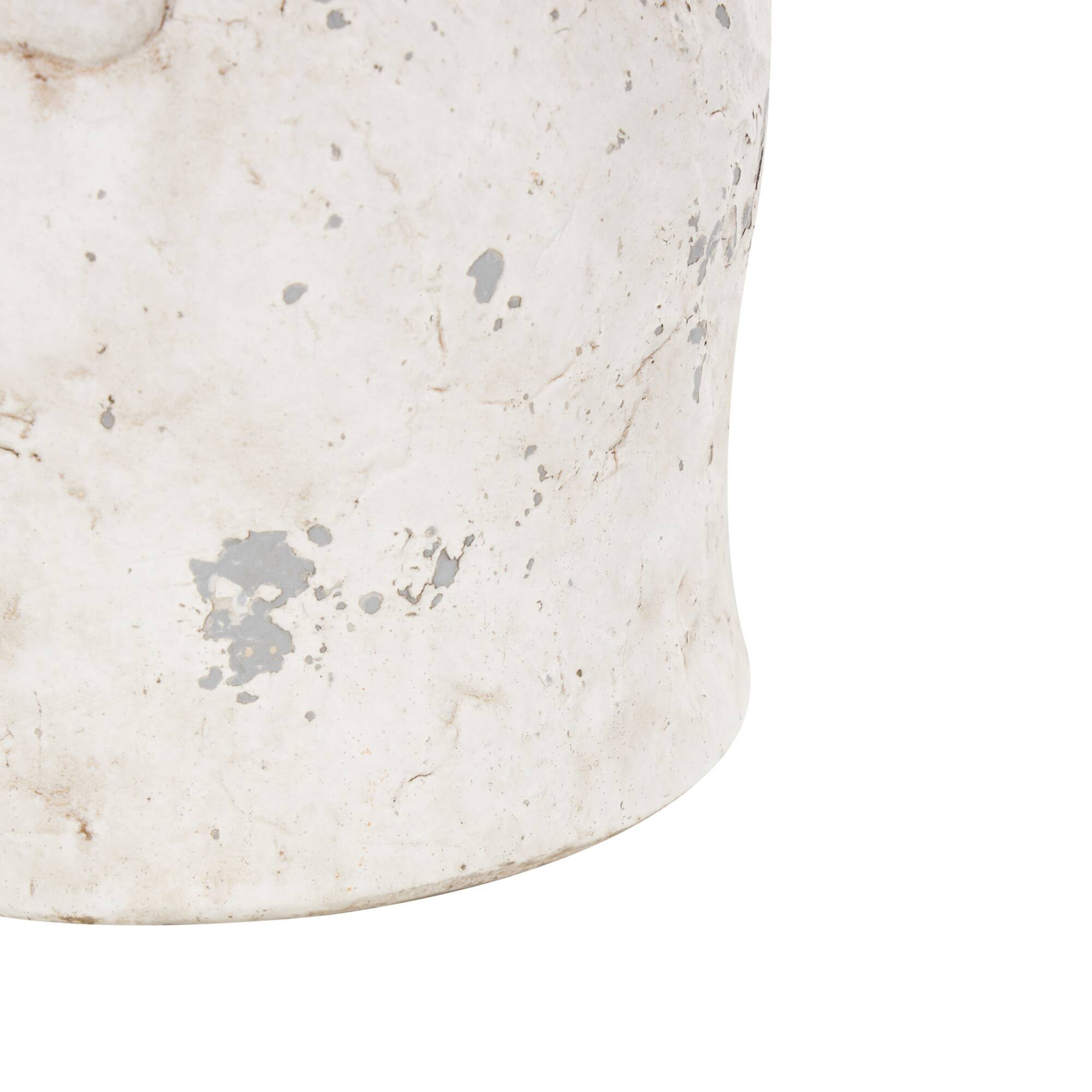 8.25" Cream Ceramic Antique Style Distressed Decorative Vase with Handles
